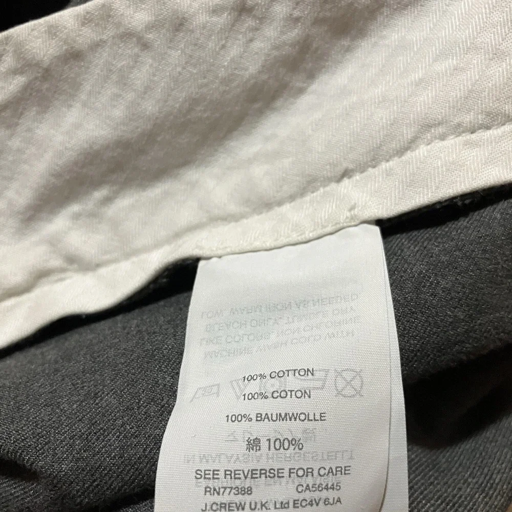 J.Crew Bowery Pants Mens Size 34‎ X 29 Gray Cotton Flat Front Casual Dress